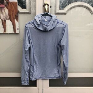 DANSKIN NOW Striped Popover Thumbhole Hoodie with Mock Turtleneck (S/4-6)